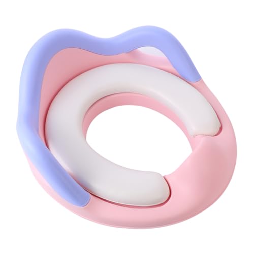 Réducteur de toilettes antidérapant et portable avec siège en PVC rose facile à monter