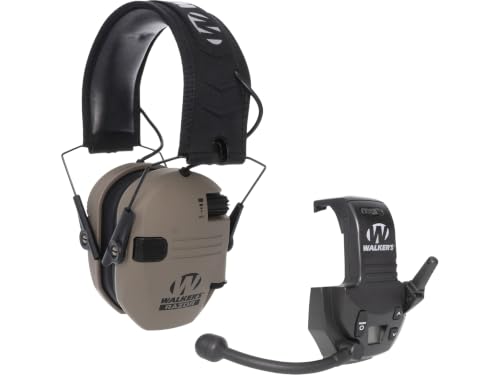 Walker's Razor Slim Low Profile Electronic Ear Muffs Flat Dark Earth with Free Walkie Talkie
