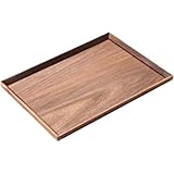 GrnArt 木製トレイ カフェトレイ ティートレイ スクエアトレイ ナチュラル木製トレイ ブラックウォールナット木製トレ (20*30cm)