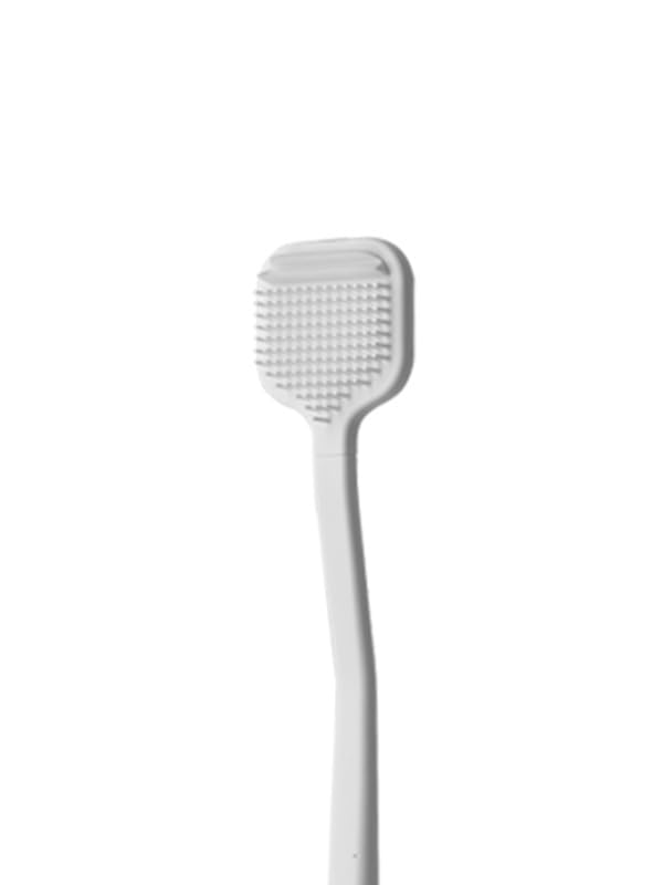 La dens Tongue Scraper – Dual Scraper & 120 Micro Brushes for Fresh Breath, Soft TPE, Anti-Gag Design (White)