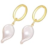 Ciieeo Pendientes Colgantes de Perlas Barrocas Irregulares para Mujer, Diseño Único, Color Oro Claro, 1 Par, Joyas Elegantes para Bodas y Ocasiones Obsequios