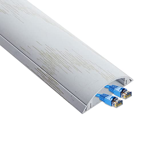Canaleta para cables de aleación de aluminio, 100 cm (39,4 pulgadas), blanca, ancho 58 mm, para ocultar cables Ethernet y eléctricos en pared o suelo miniatura 1