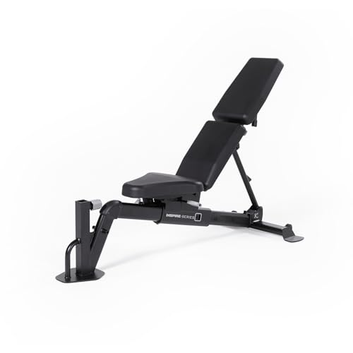 Inspire Series FID7 PRO Adjustable Weight Bench - Unique Split Backpad Utility Bench - Commercial Grade Injection Mold Pads - Single-Axis Adjustment - Works with Leg Ext/Curl Attachment and Preacher Curl Attachment