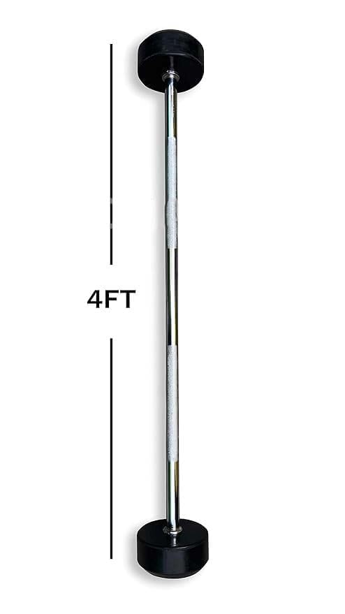 Image of ZEDI Fixed Rubber Straight Barbell 10 KG - 4 Feet Solid Steel Gym Bar with 30 mm Thick Grip | Heavy Duty Preloaded Fixed Weight Bar for Biceps, Triceps, Bench Press & Home Gym Workout