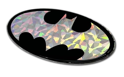 Image of Elektroplate Batman Logo Reflective Car Decal Silver 3.75 inch | Officially Licensed DC Comics - Weatherproof Automotive Grade Domed Sticker - Water Bottle, Laptop & More - Made in the USA