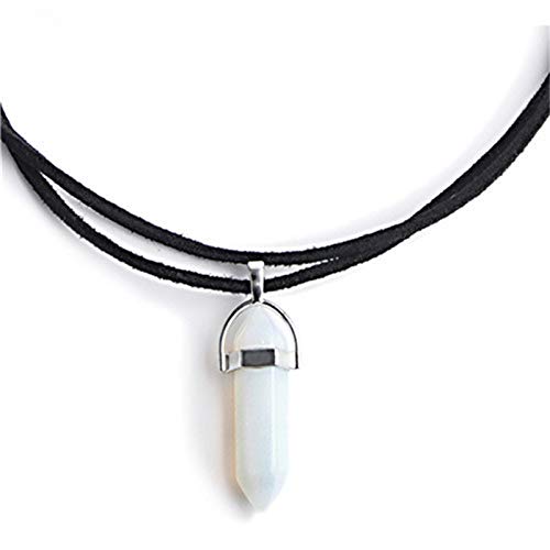 tenghong2021 2 Pcs Layered Choker Hexagonal Gemstone Pendant Necklaces Set Boho Multi-Layer Moon Pendant Necklace Natural Stone Chakra Suede Choker Necklace Gothic Retro Moon Multilayer Chain3