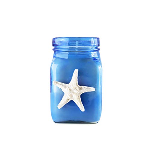 BB Candles Mermaid Shore Artisan Hand Poured Candle, Natural Soy Wax Candle, Fragrant Coastal Candle with Strong Scents, 8oz, 50+ Hours Burn Time (Ocean Tide Scent, Blue Jar)