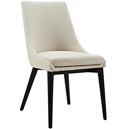 Modway Viscount Mid-Century Modern Upholstered Fabric Two Kitchen And Dining Room Chairs In Beige #TOP1