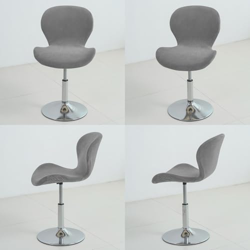 Image of Gollense Bar Stool Covers with Backs, Set of 4 Stretch Jacquard Barstool Seat Covers, Washable Swivel Pub Counter Height Chair Slipcover Protector for Home Kitchen Cafe (Velvet-Grey)