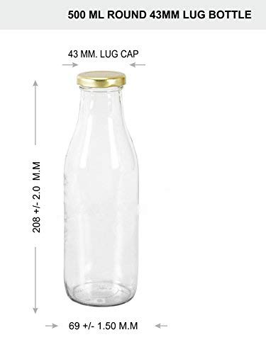 Image of Pure Source India Glass Water Bottle with airtight Cap - 500 ML, 1 Piece, Clear