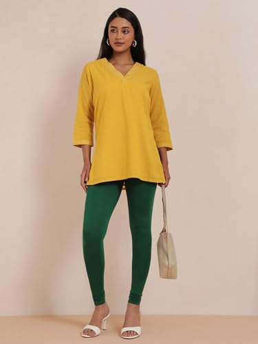 Image of TWIN BIRDS Tailored Cut and Classic Fit Super Stretchable Elastane Fabric Churidar Leggings for Women