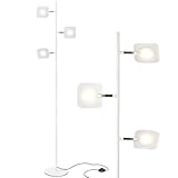 Brightech Tree Spotlight LED Floor Lamp - Very Bright Reading, Craft and Makeup 3 Light Standing Pole - Modern Dimmable & Adjustable Panels - Corner Lamp - White