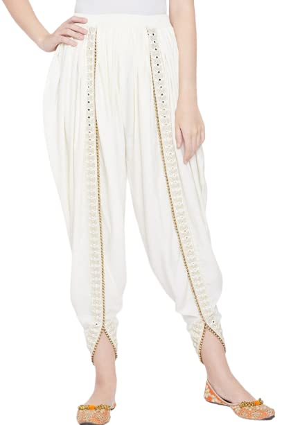 ANESHA Plain White Dhoti Festival-Ready Girls' Premium Harem Dance Pants Waist Size (24 Till 30) Pack of 1-picture-11