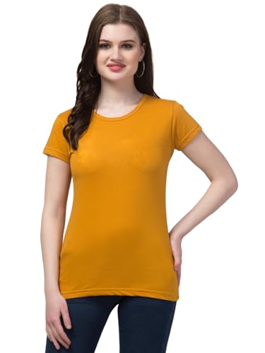 Image of Women's 100% Cotton Plain Regular Fit Round Neck Half Sleeve Tshirt (Solid)