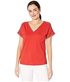 Häkelärmel LAUREN RALPH LAUREN Majaji Damen-T-Shirt mit Häkelärmeln und V-Ausschnitt - Rot - X-Klein