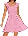ROYLAMP Women's Summer Casual Sleeveless Dresses Square Neck Ruffle Backless Boho Mini Dress Swing Flowy Elegant Sundress Light Pink XS