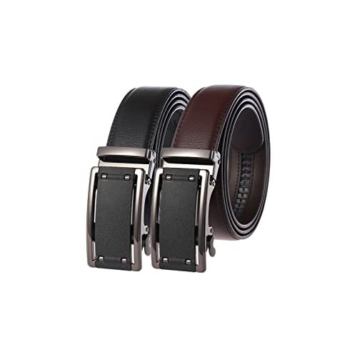 Men's Two-Layer Leather Belt Business Belt,Black,115cm/45.2''2