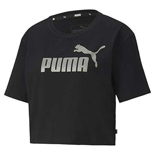 Image of PUMA Essentials+ Metallic Cropped Women's Tee Puma Black-Silver M