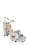 Jewel Badgley Mischka Valencia Platform Heels, Silver, 6.5