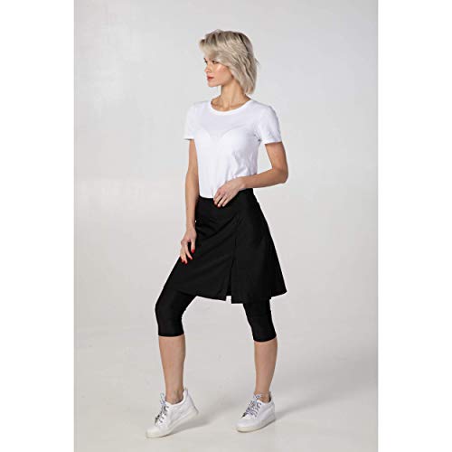 GoModest Women's Active Workout Skirt + Leggings | Athletic Sports & Swim Skort (Black, 2X)