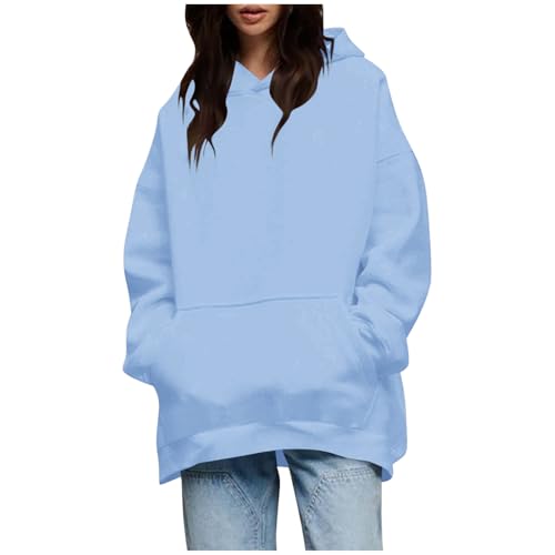HGps8w Oversized Hoodies for Women Casual Long Sleeve Sweatshirts Lightweight Loose Pullover Tops Fall Clothes with Pocket