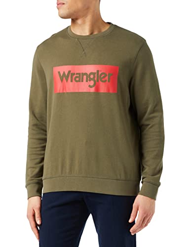 Wrangler Logo Crew Sweat Sudadera, Color Verde, XL para Hombre
