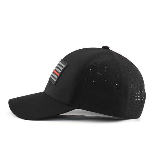 Image of Thin Blue Line, Thin Red Line American Flag, PVC Patch, Baseball Cap