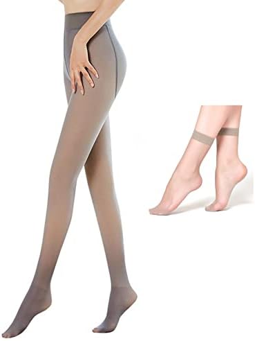 TURMIN Women Fleece Lined Tights,Thick Winter leggings for Women Fake Translucent Thermal Tights Women's High Waisted Pantyhose