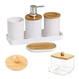 Junhonze 6 Pezzi Accessori Bagno - Set Bagno Accessori Completo - Porta Sapone Doccia, Tra...