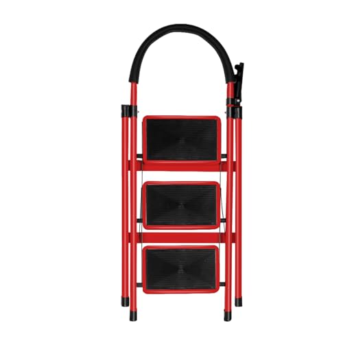Escabeau avec Plateforme de Travail, Charge 180 kg Escabeau Pliable, Larges Marche Pied Pliable Antidérapantes, Tabouret en Acier Marche Pied Adulte (104 x 57...