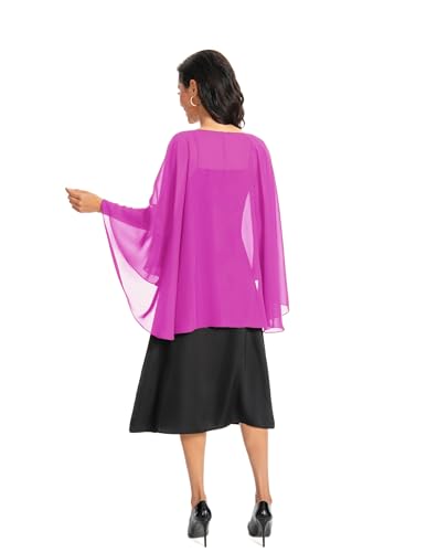 Image of Baoqiya Chiffon Capes Sheer Capelets Long Cape Poncho For Women Plus Size