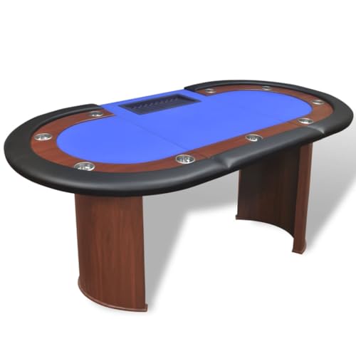 LXYZWRW Furniture select-10 Spieler Pokertisch mit Händlerbereich und Chipablage blau – Bild 5