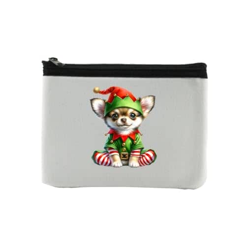 Christmas Dogs Coin Purse Chihuahua White Zipper Pouch