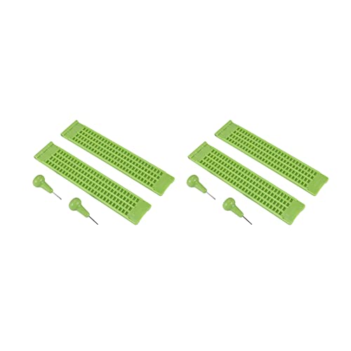 Ardoise Braille verte 4 lignes guide écriture portable pour personnes malvoyantes, lot de 2