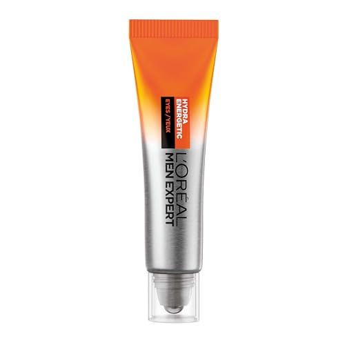 LOréal Paris Men Expert Revitalising Eye Roll On 10ml Hydra Energetic Anti-fatigue Eye Moisturiser With Vitamin C* for Tired Looking Eyes Fights Eye Bags Fine Lines and Dark Circles