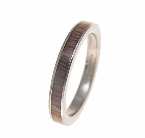 Arthur's Jewelry Genuine Inlay Hawaiian koa Wood Wedding Band Ring Titanium 3mm4