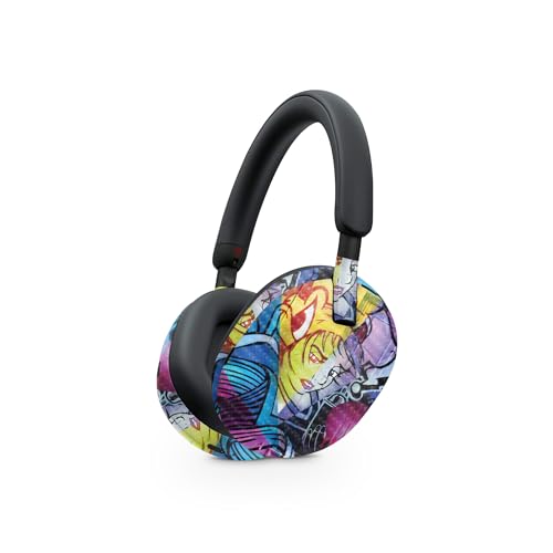 Image of MightySkins Carbon Fiber Skin Compatible with Sony WH-1000XM5 Headphones - Midnight Mischief | Protective, Durable Textured Carbon Fiber Finish | Easy to Apply