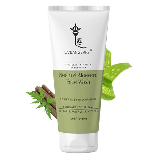 Image of LA'BANGERRY Neem & Aloe Vera Face Wash with Niacinamide | Acne & Oil Control, Deep Pore Cleansing | For Men & Women, All Skin Types | 50 ml
