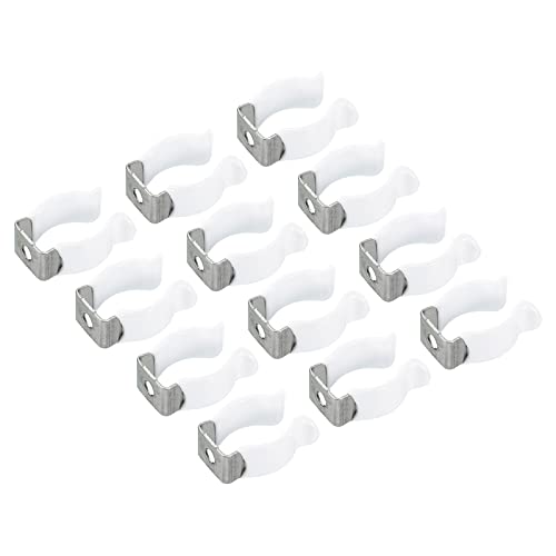 MECCANIXITY 13mm T6 U Clips Holder Bracket for LED Light Bulb Mounting Bracket Support Stainless Steel Fluorescent Tube Holder Pipe Clamps Spring Holder Tool Clips, White Pack of 12