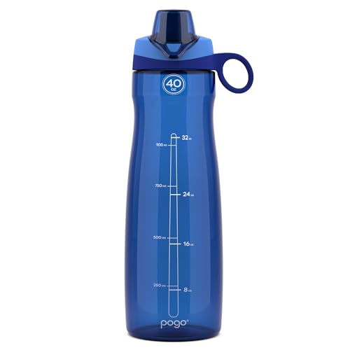 Image of Pogo BPA-Free Plastic Water Bottle with Chug Lid, 40 Oz, Blue