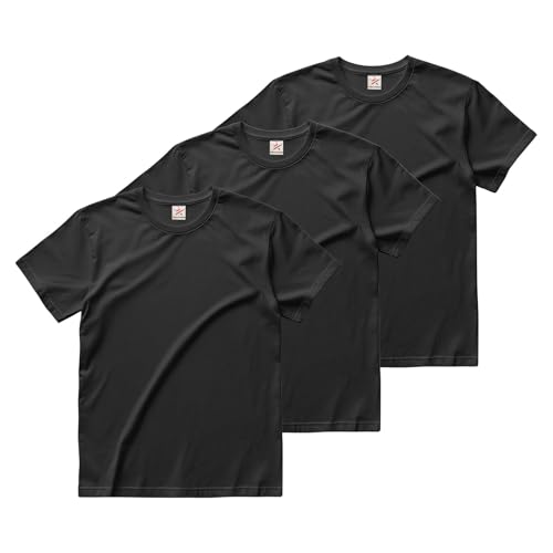 Stars and Stripes Men's 3-Pack Plain Crew Neck Style T-Shirt Regular Fit Short Sleeves Casual Tee (Black, S)