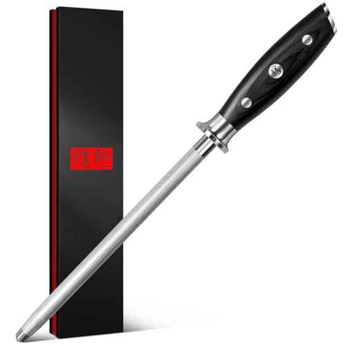 SHAN ZU Wetzstahl 20 cm, Japanischer Messerschärfer, Wetzstahl aus Hochkohlenstoffhaltigem Superstahl, Professioneller Küchenmesserschärfer für...