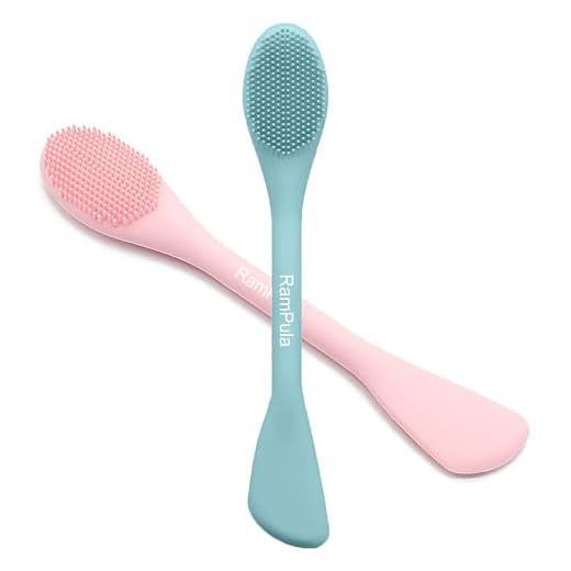 RamPula Facial Cleansing Brush, 2 in 1 Silicone Face Mask Brush & Face Scrubber, For Exfoliating, Massaging, Remove Blackheads, Makeup Skincare Removal, Applicator for Mud, Clay, Body Lotion, DIY Mask