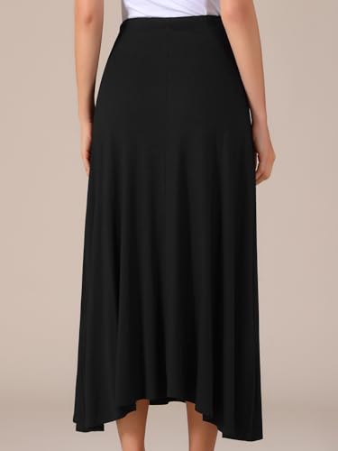 Allegra K Women's Casual Long Skirts Elastic Waist Drawstring Stretchy A-Line Flare Flowy Maxi Skirt4