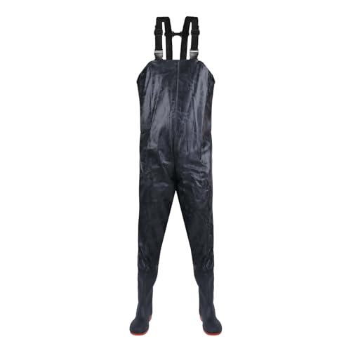PODOLIXIA Pantalones de pesca de PVC para hombre con botas de goma antideslizantes,pantalones de estanque,pantalones de inundación,para obras,pesca,granjas,jardines,peto para hombre,pantalones