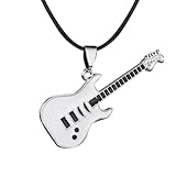 Diseño único: este impresionante collar con colgante de guitarra de acero inoxidable cuenta con un diseño elegante e intrincado de guitarra, lo que lo convierte en un accesorio imprescindible para los amantes de la música y una gran conversación.