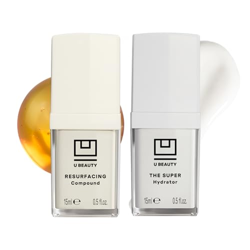 The U Beauty Duo - Resurfacing Compound & SUPER Hydrator Set - Vitamin C & E, Retinol, Hyaluronic Acid - Moisturizing Face Serum Duo for Smooth, Hydrated and Softer Skin
