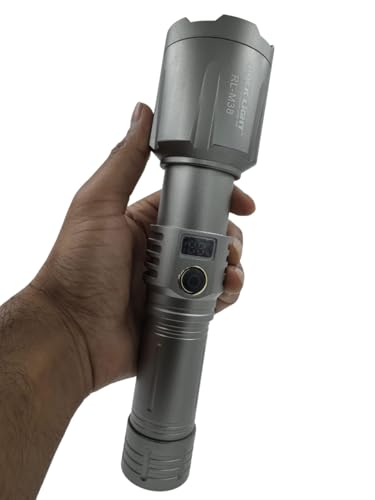 Image of RL-M38 Heavy Duty Metal Torch | 200W High Brightness LED | Rechargeable 2400mAh Battery | Zoomable Focus | Type-C Fast Charging Torch for Night & Outdoor