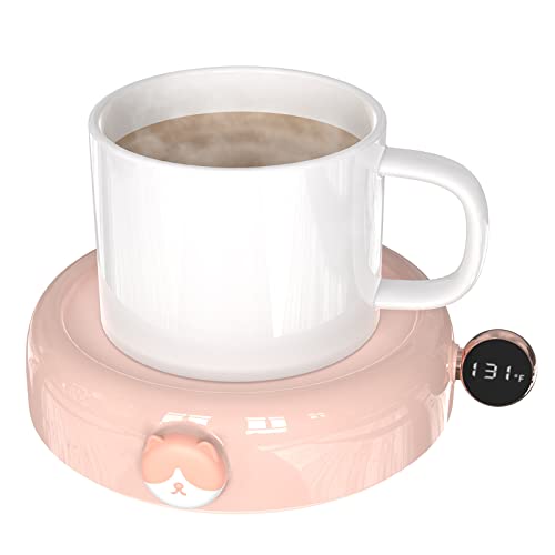 CALAVAK Coffee Mug Warmer for Desk with Auto Shut Off, 3 Temperatures Setting with LED Display Indication, Auto Gravity Activated Coffee, Tea & Milk with Most Style Cups (Pink Color)