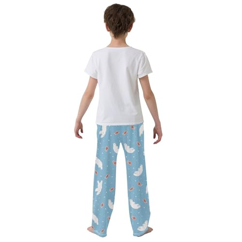ZZXXB Bear and Fish Boys Long Pants Soft Trousers Elastic Waist Kids Lounge Bottoms with Pockets S-XL3